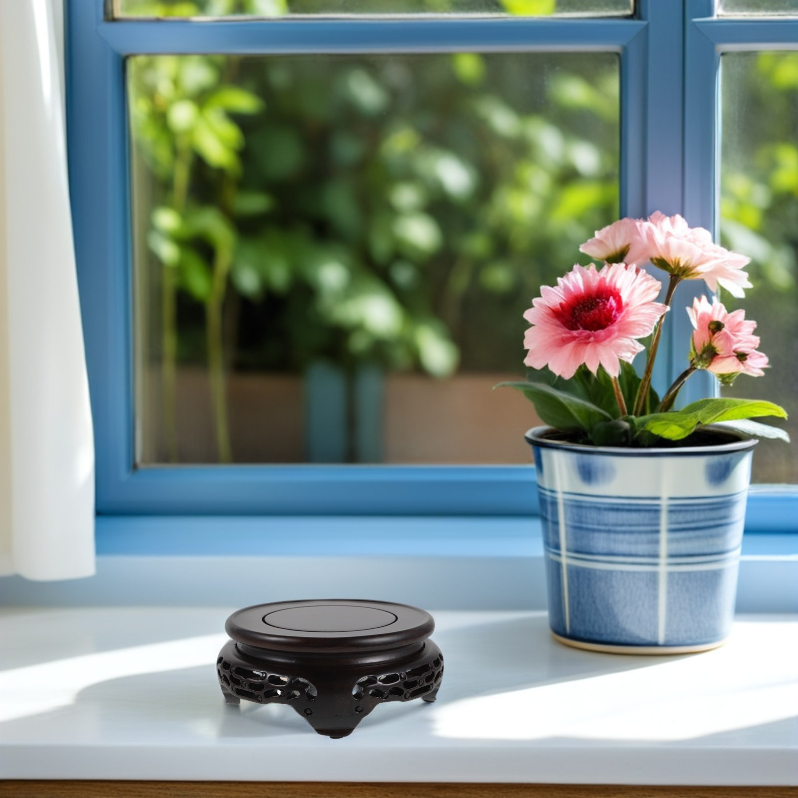 Wooden Vase Display Stand Roun - Aquarium Plant Holder recension och pris